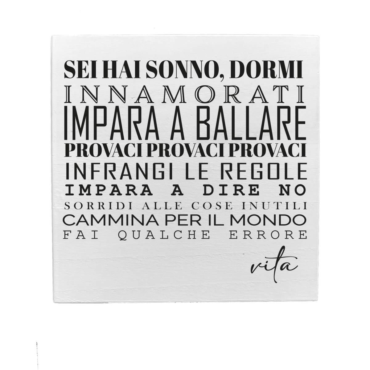 Targa legno dedica vita 19,5 cm