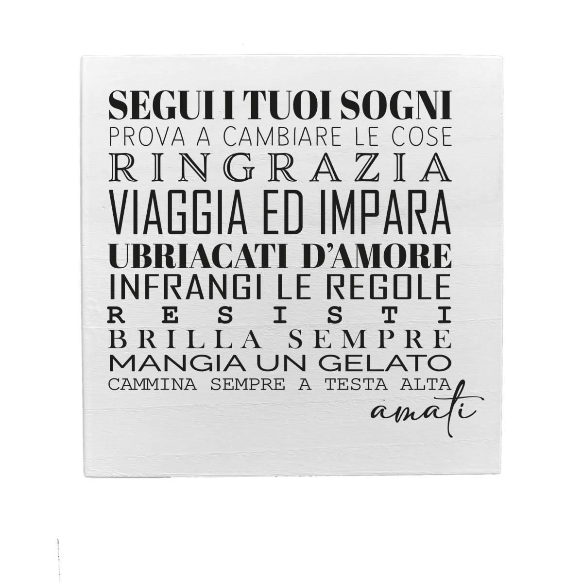 Targa legno dedica sogni 19,5 cm