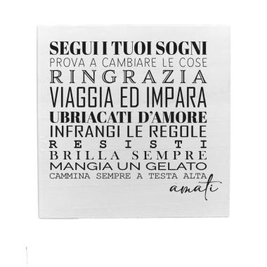 Targa legno dedica sogni 19,5 cm