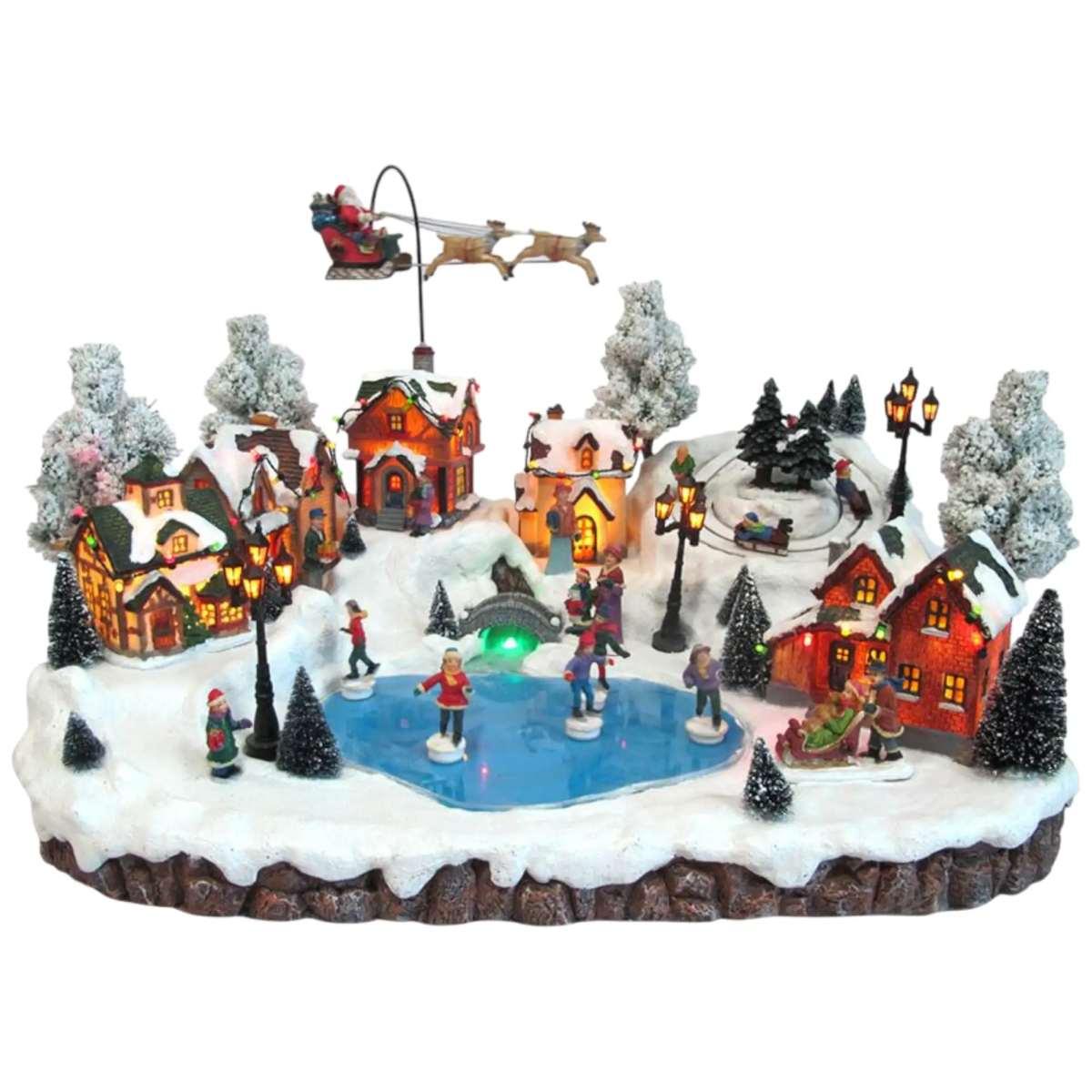 Villaggio natalizio luci suoni movimenti 51 x 38 x 32 cm