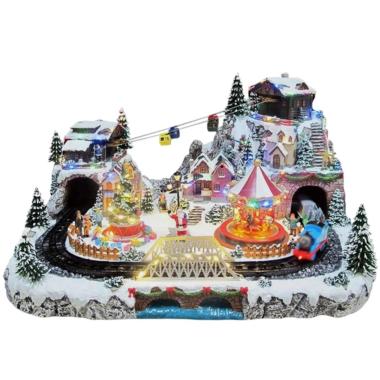 Villaggio natalizio luci suoni movimenti 70 x 57 x 40 cm