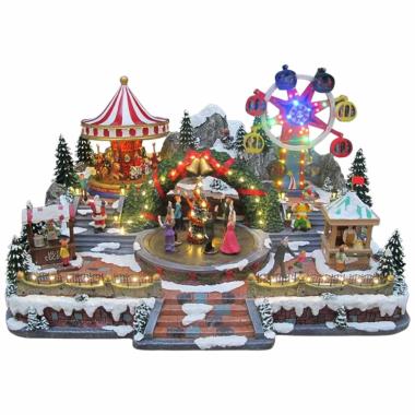 Villaggio natalizio luci suoni movimenti 64 x 57 x 39 cm