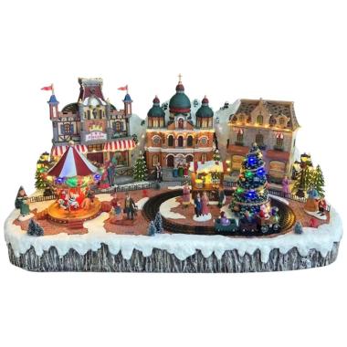 Villaggio natalizio luci suoni movimenti 70 x 50 x 35 cm