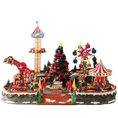 Villaggio natalizio luci suoni movimenti 110 x 70 cm