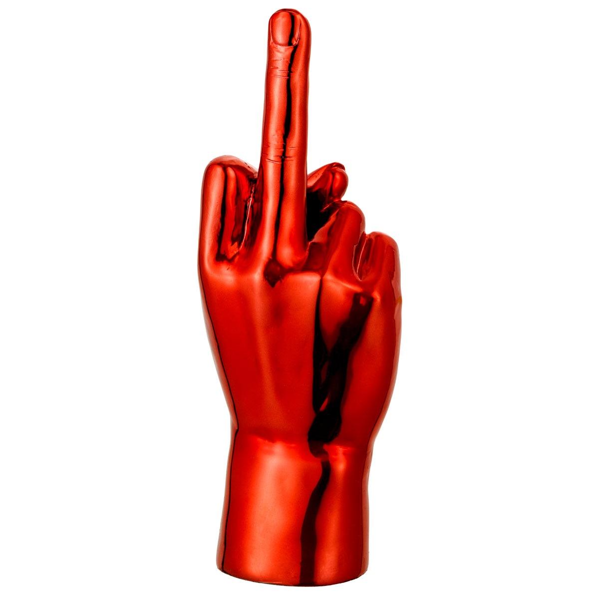 Mano ceramica rossa dito medio