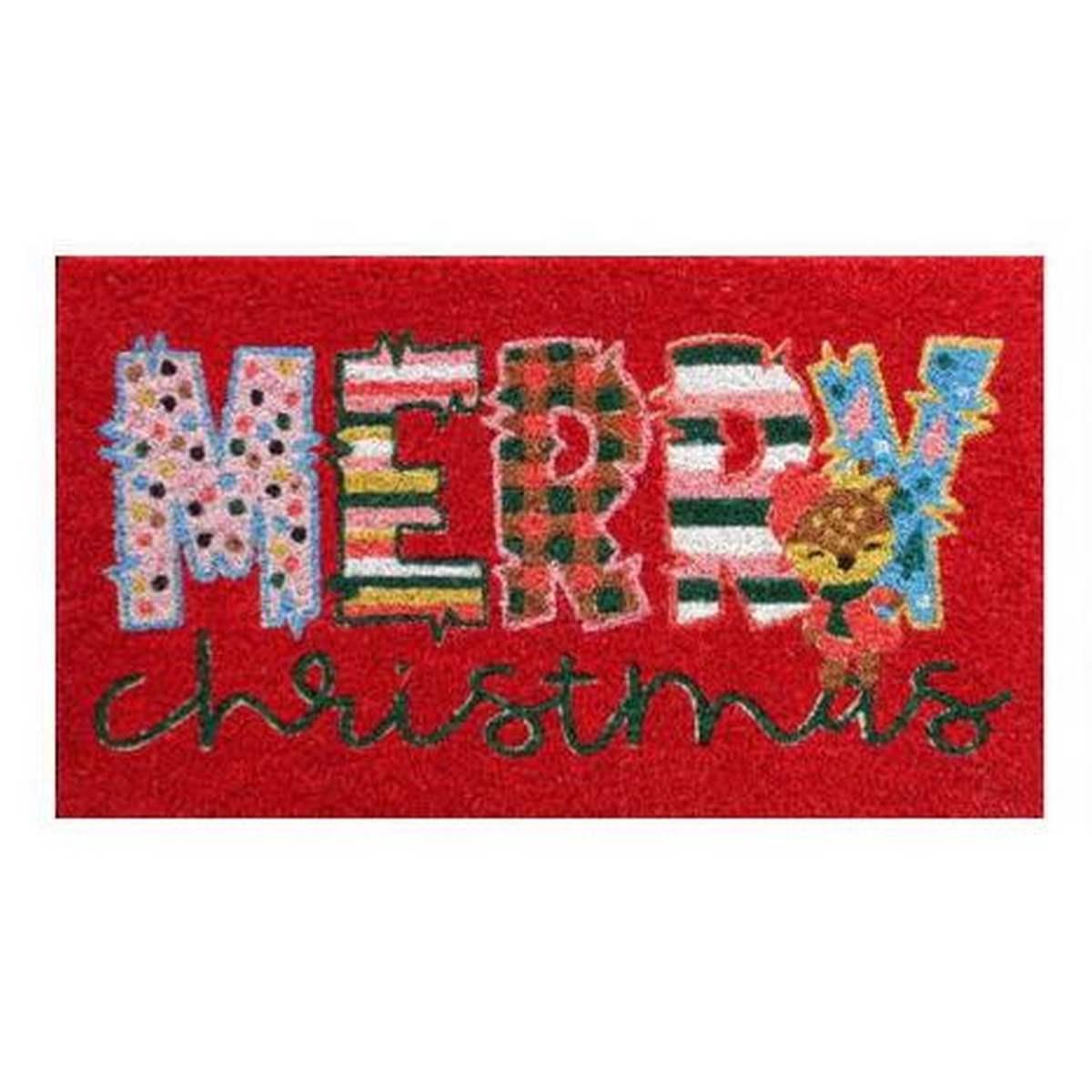 Zerbino cocco natale merry christmas 40 x 70 cm