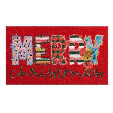 Zerbino cocco natale merry christmas 40 x 70 cm