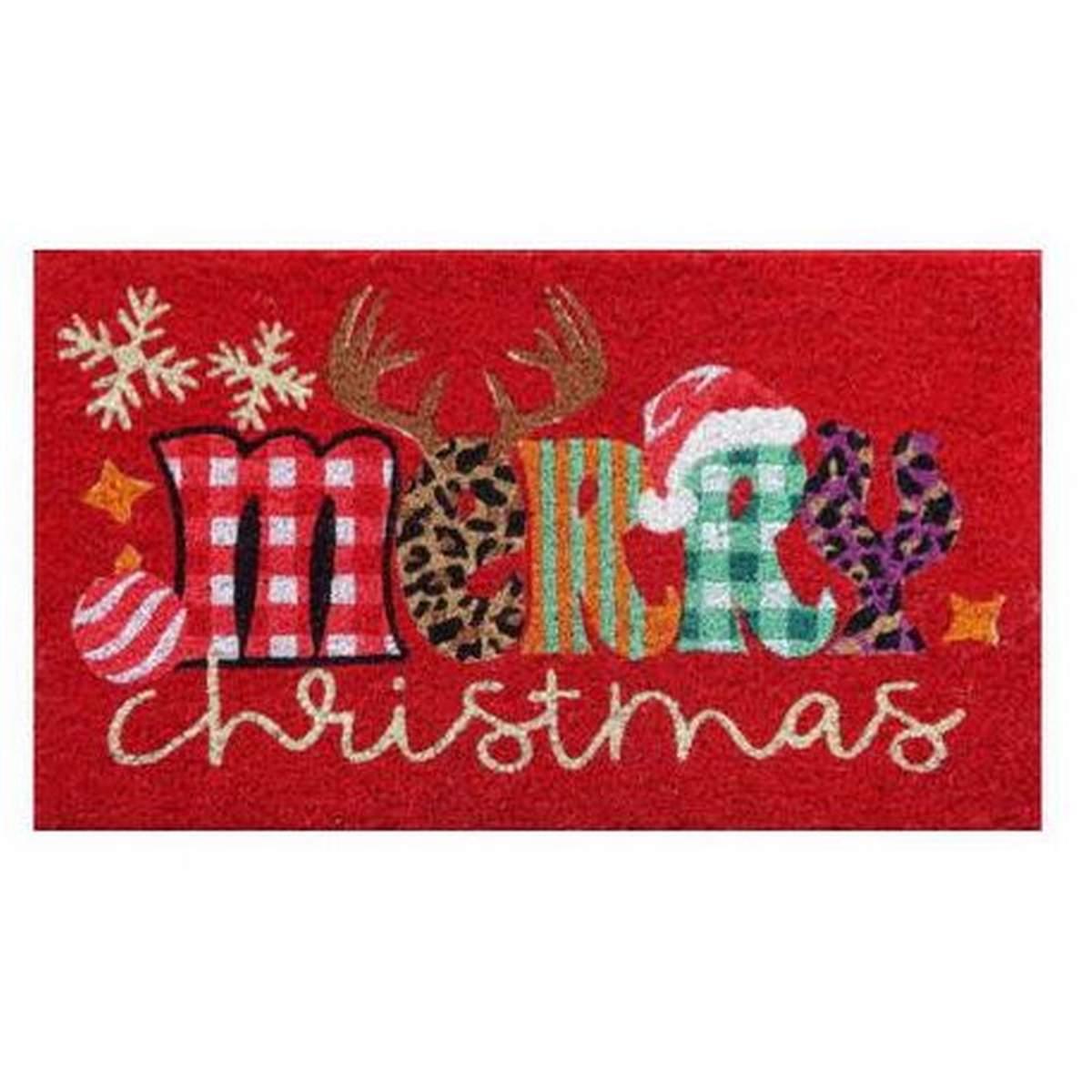 Zerbino cocco natale merry christmas 40 x 70 cm