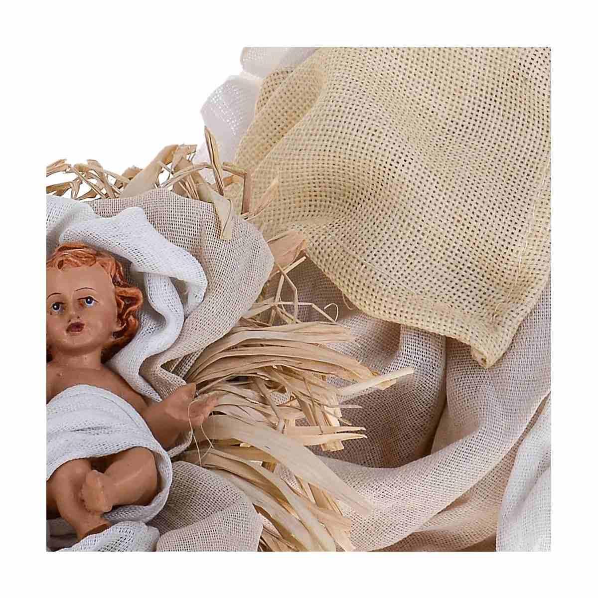 Statua presepe 36 cm natività abiti tessuto
