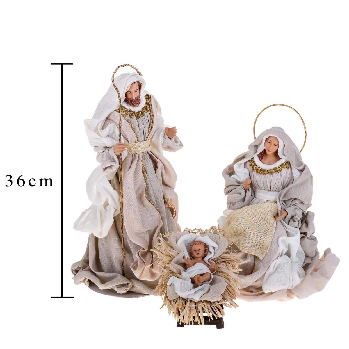 Statua presepe 36 cm natività abiti tessuto