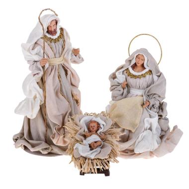 Statua presepe 36 cm natività abiti tessuto