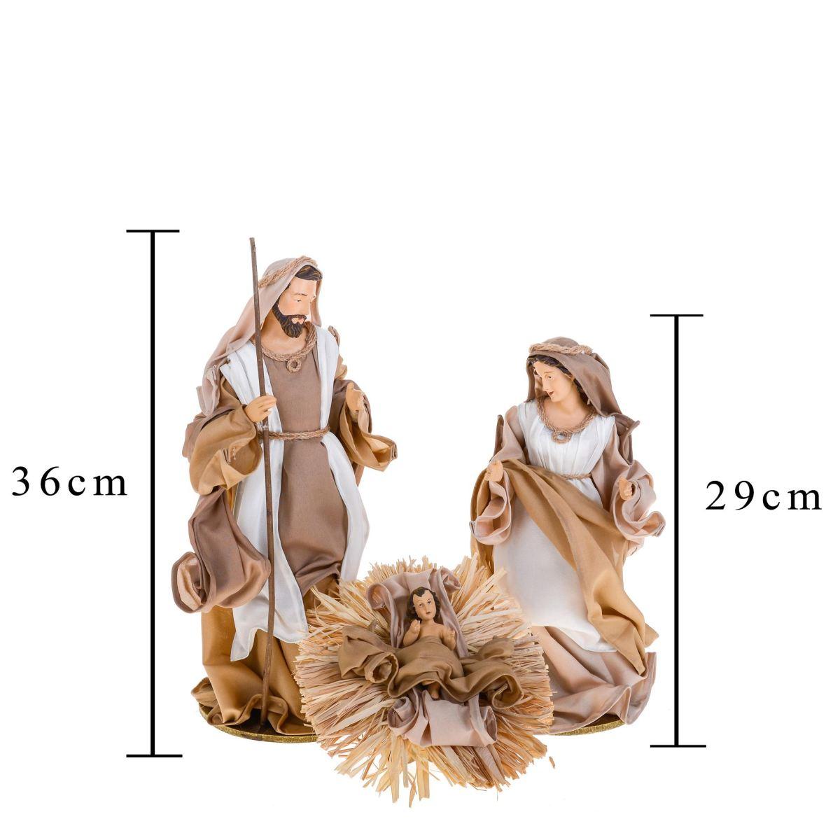 Statua presepe 36 cm natività abiti tessuto