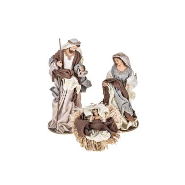 Statua presepe 36 cm natività abiti tessuto