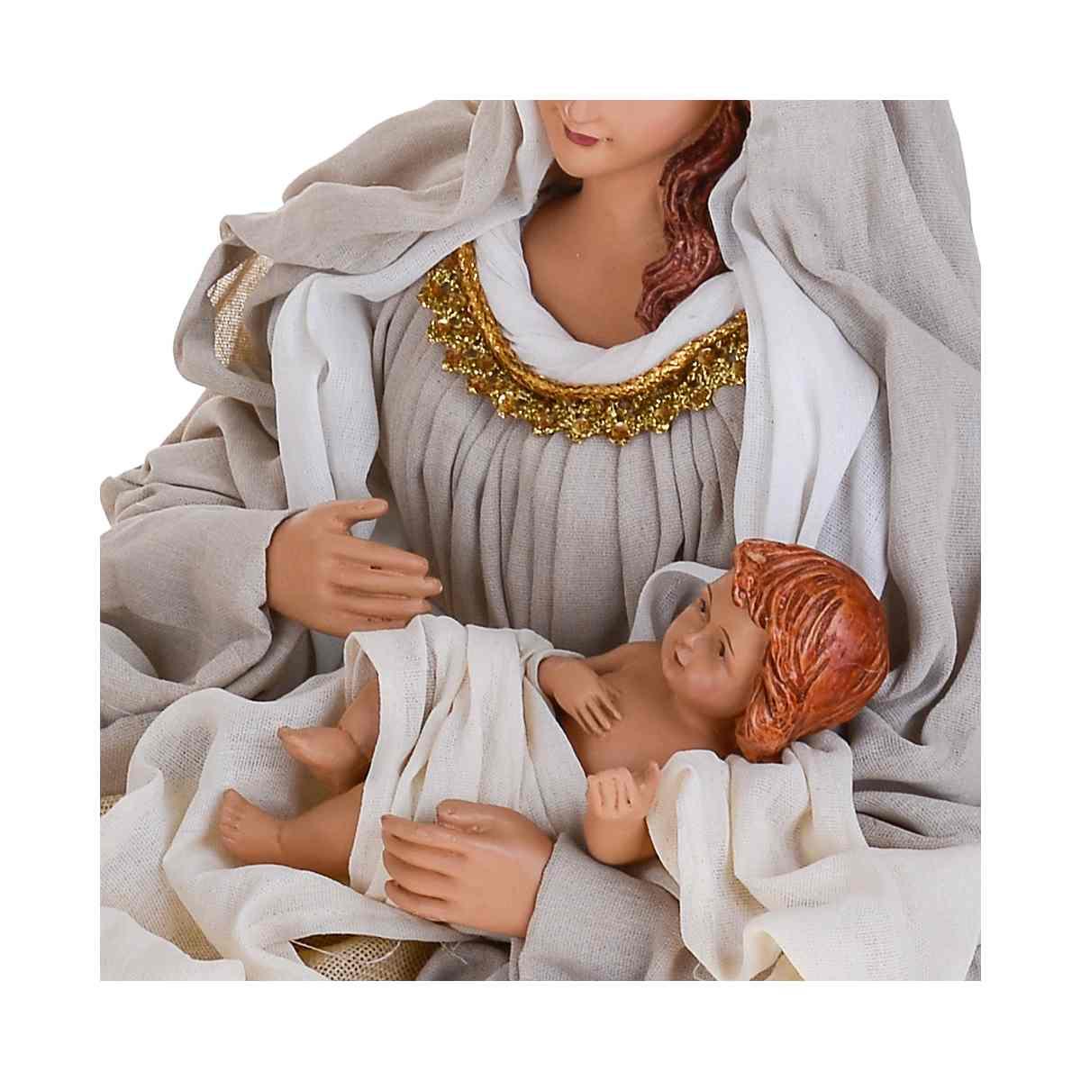 Statua presepe 67 cm natività abiti tessuto
