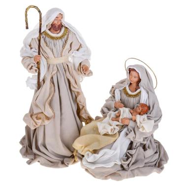 Statua presepe 67 cm natività abiti tessuto