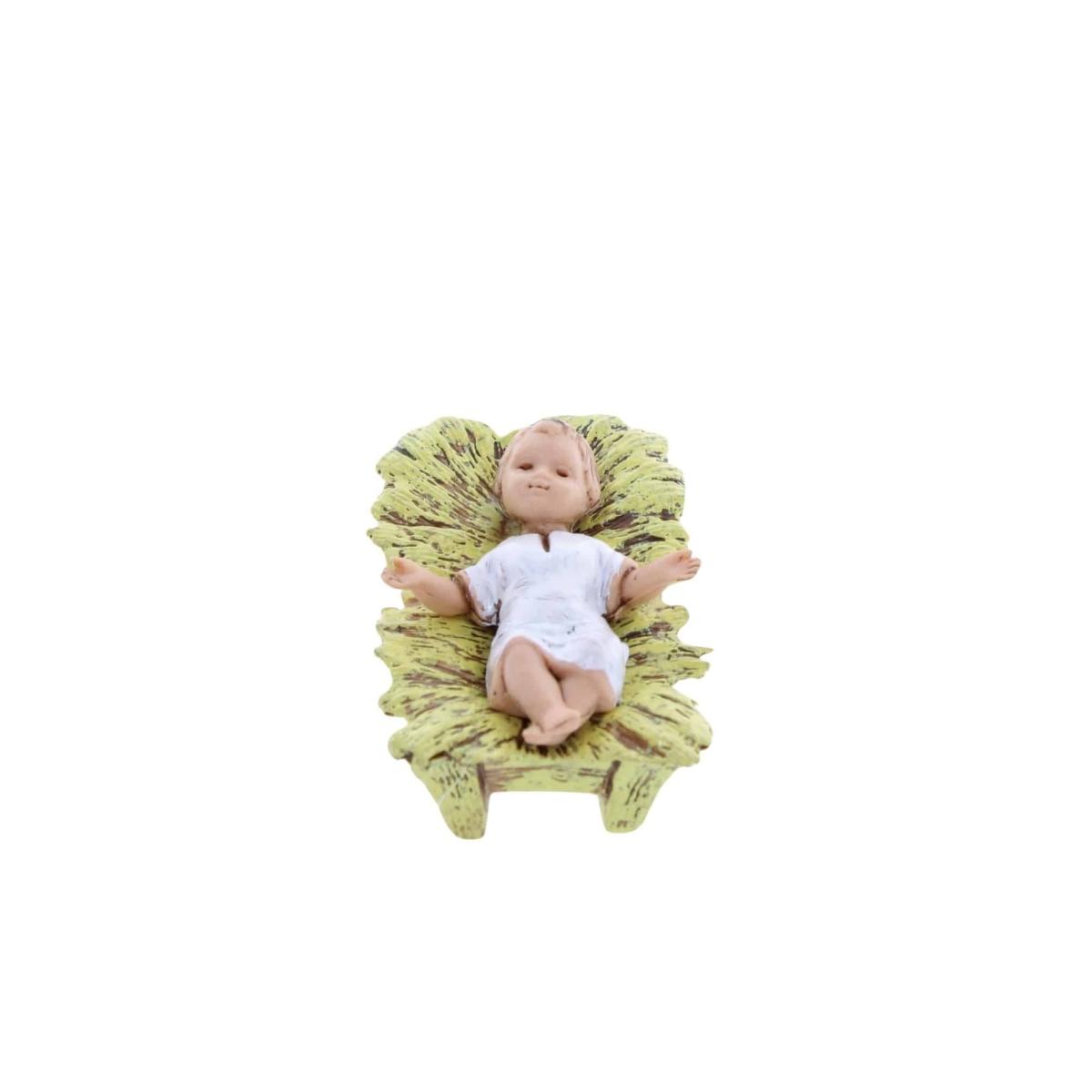 Statua presepe 8 cm bambino gesù culla