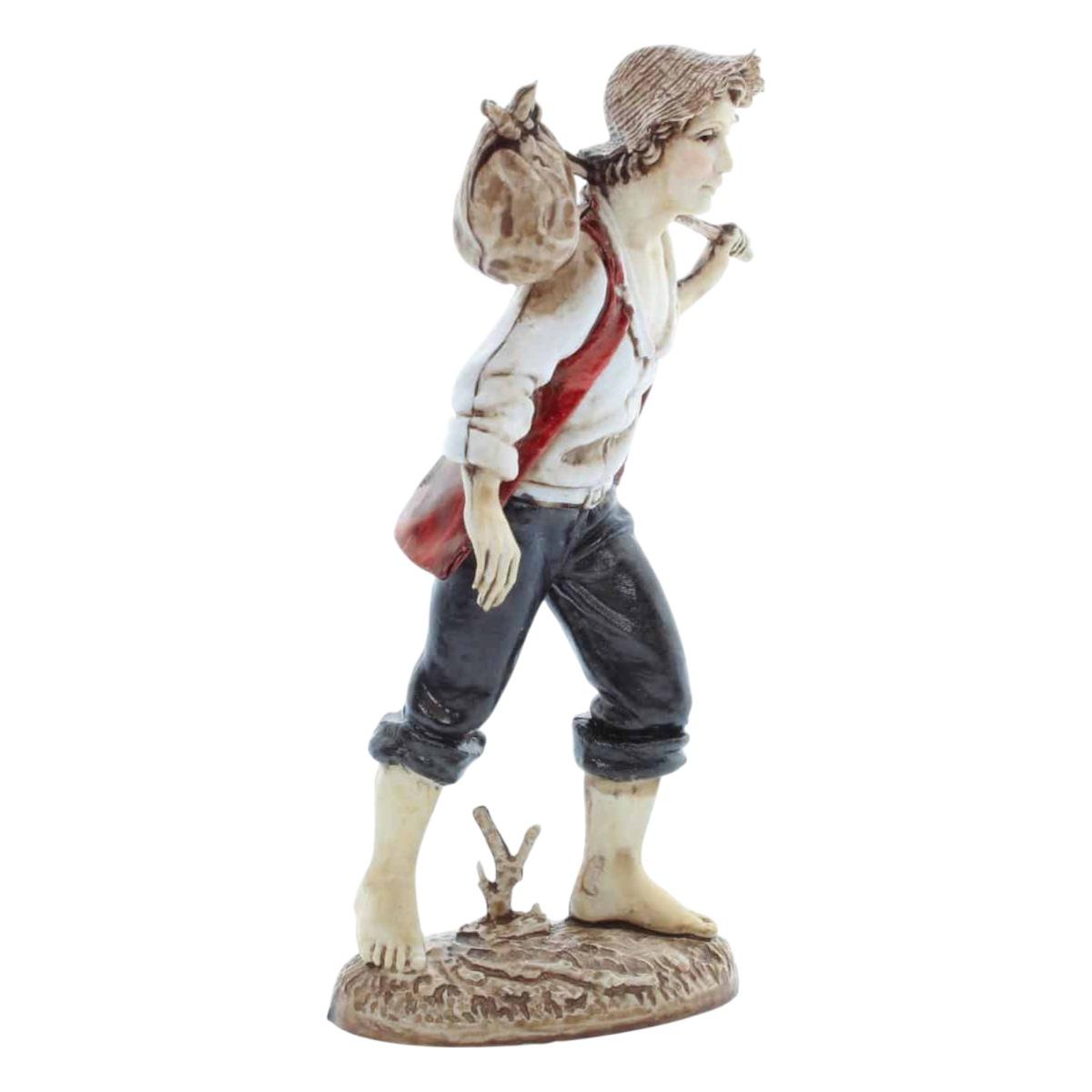 Statua presepe 12 cm viandante bastone fagotto