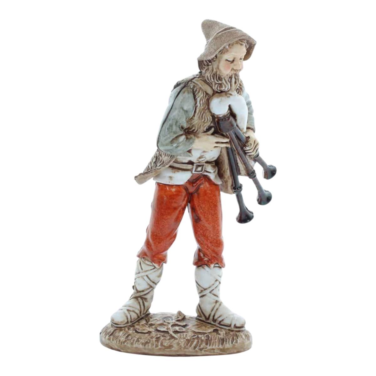 Statua presepe 12 cm zampognaro che suona la zampogna