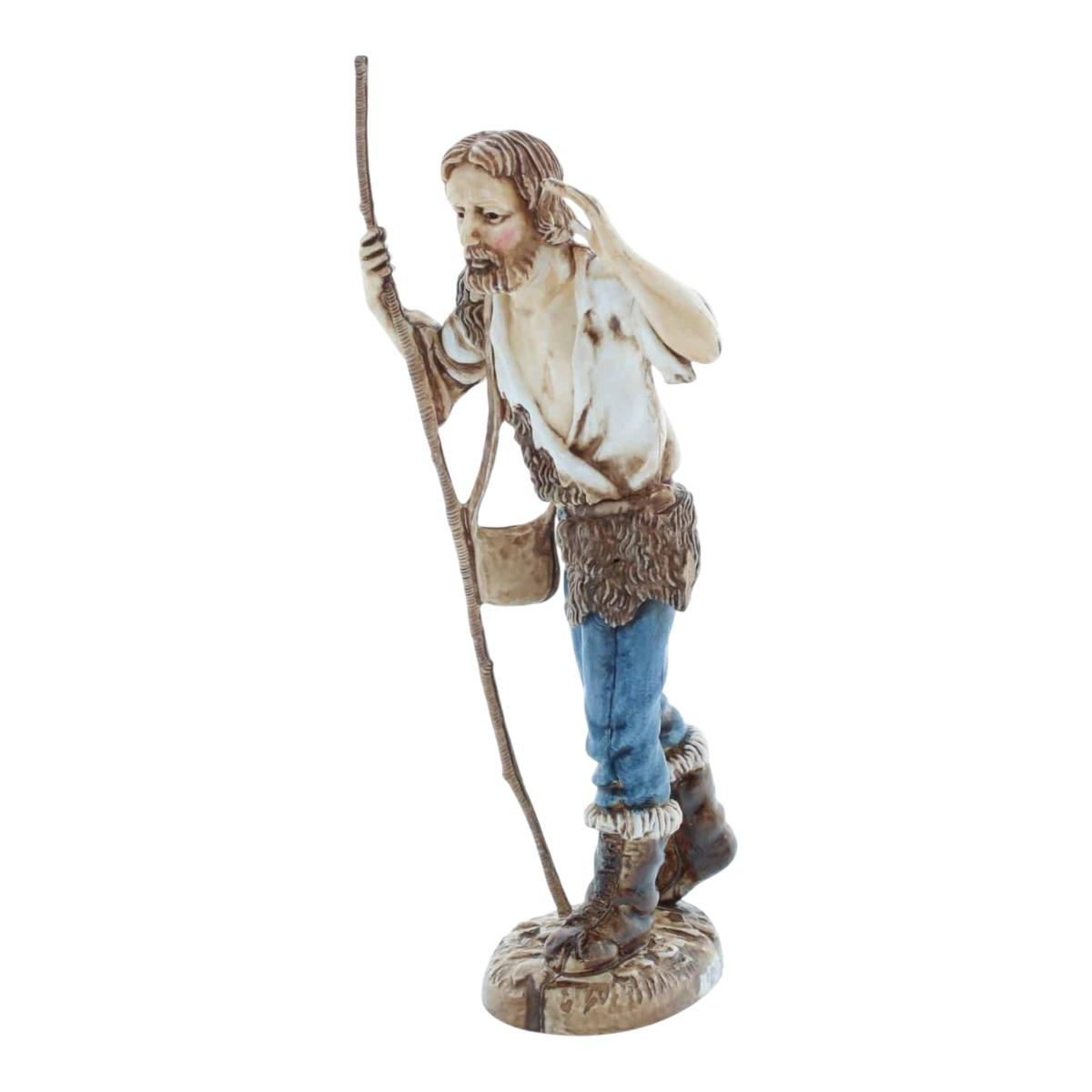 Statua presepe 12 cm pastore bastome borsa tracolla