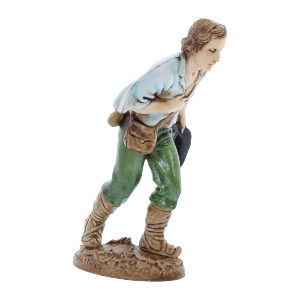 Statua presepe 12 cm pastore cappello in mano