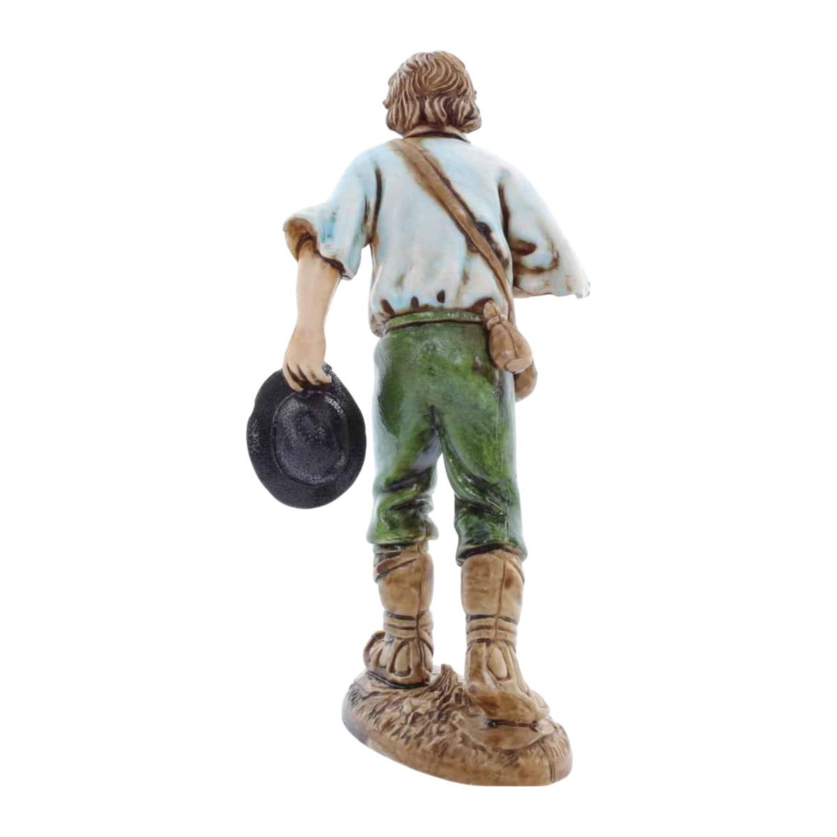 Statua presepe 12 cm pastore cappello in mano