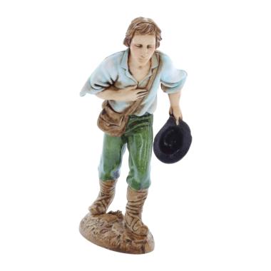 Statua presepe 12 cm pastore cappello in mano