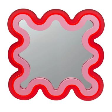 Specchio led rosso rosa usb 35 x 35 cm