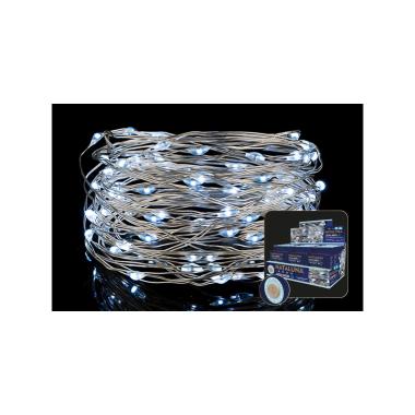 Luci di natale esterno batteria 80 led micro bianco freddo