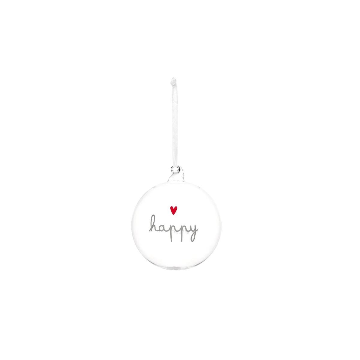 Pallina natalizia vetro scritta happy Ø 12 cm