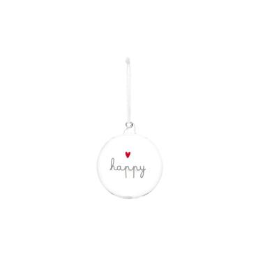 Pallina natalizia vetro scritta happy Ø 12 cm