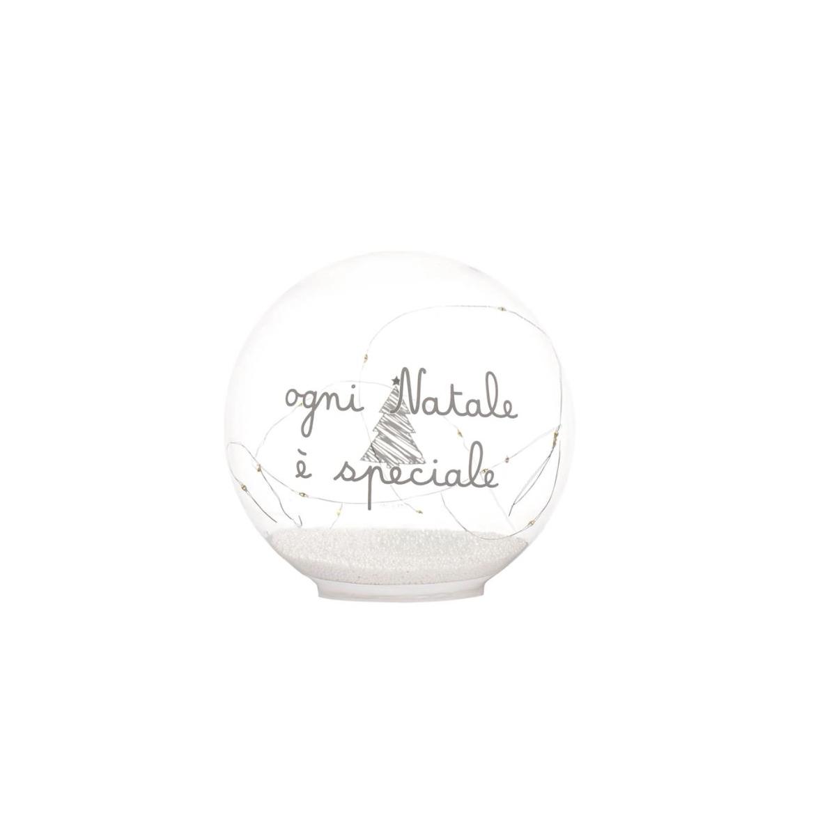 Pallina natalizia vetro trasparente scritta ogni natalizia modello è speciale led 15 cm