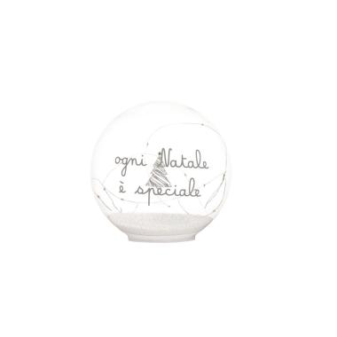 Pallina natalizia vetro trasparente scritta ogni natalizia modello è speciale led 15 cm