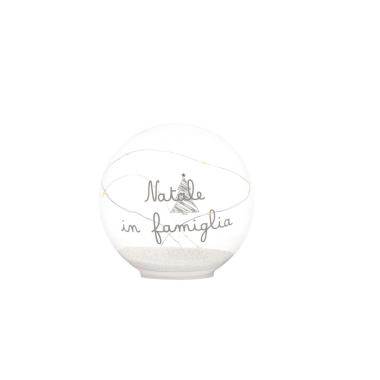 Pallina natalizia vetro trasparente scritta natalizia in famiglia led 15 cm