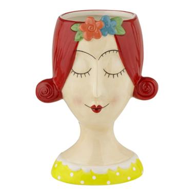 Vaso ceramica girl sister capelli rossi 10 x 15 cm