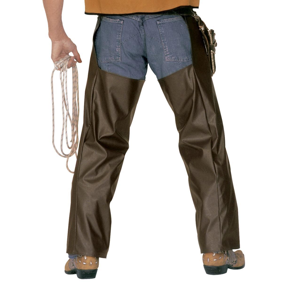 Pantaloni chaps cowboy similpelle marroni