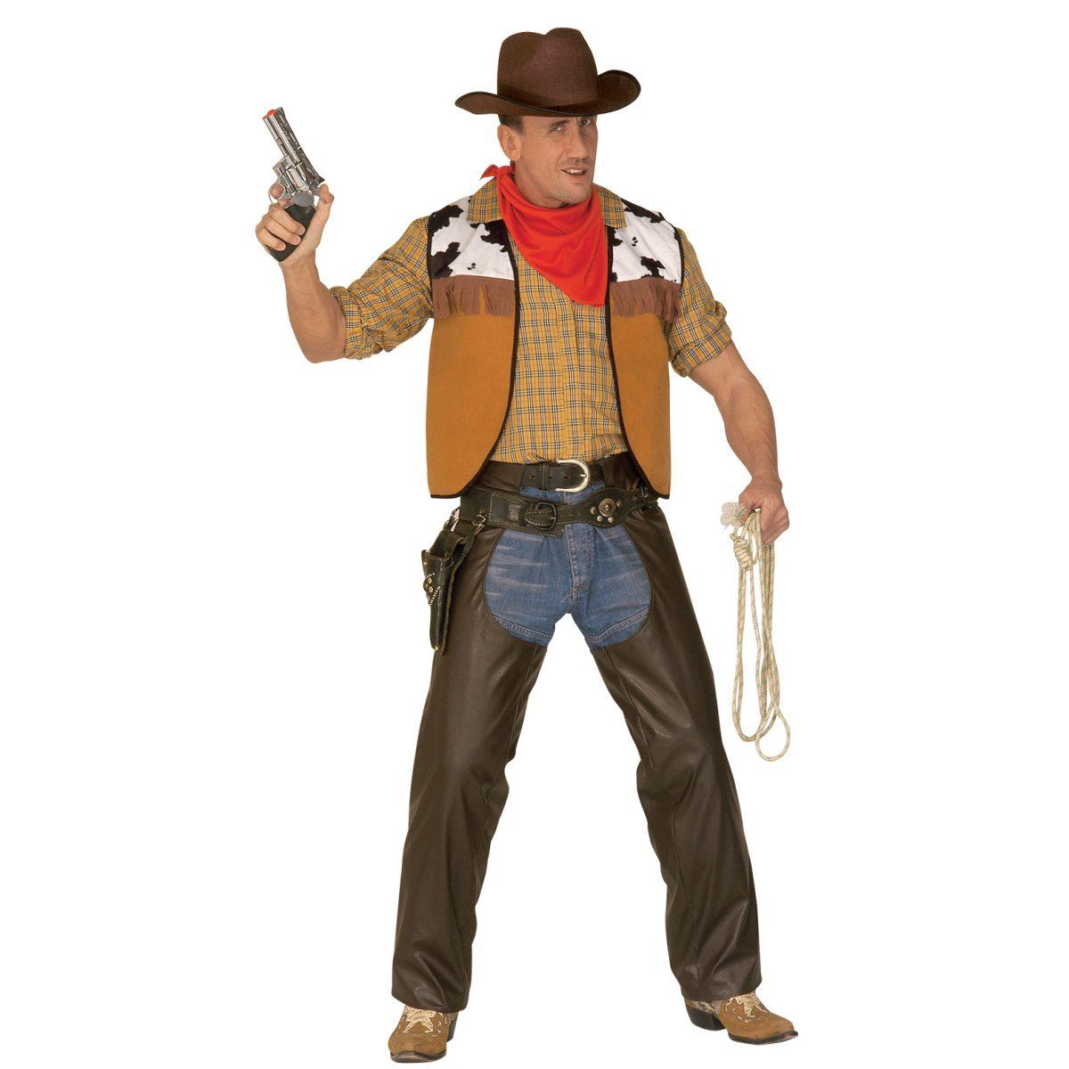 Pantaloni chaps cowboy similpelle marroni