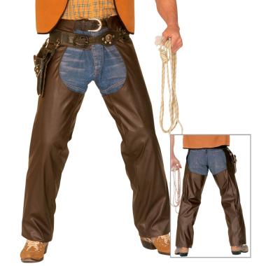 Pantaloni chaps cowboy similpelle marroni