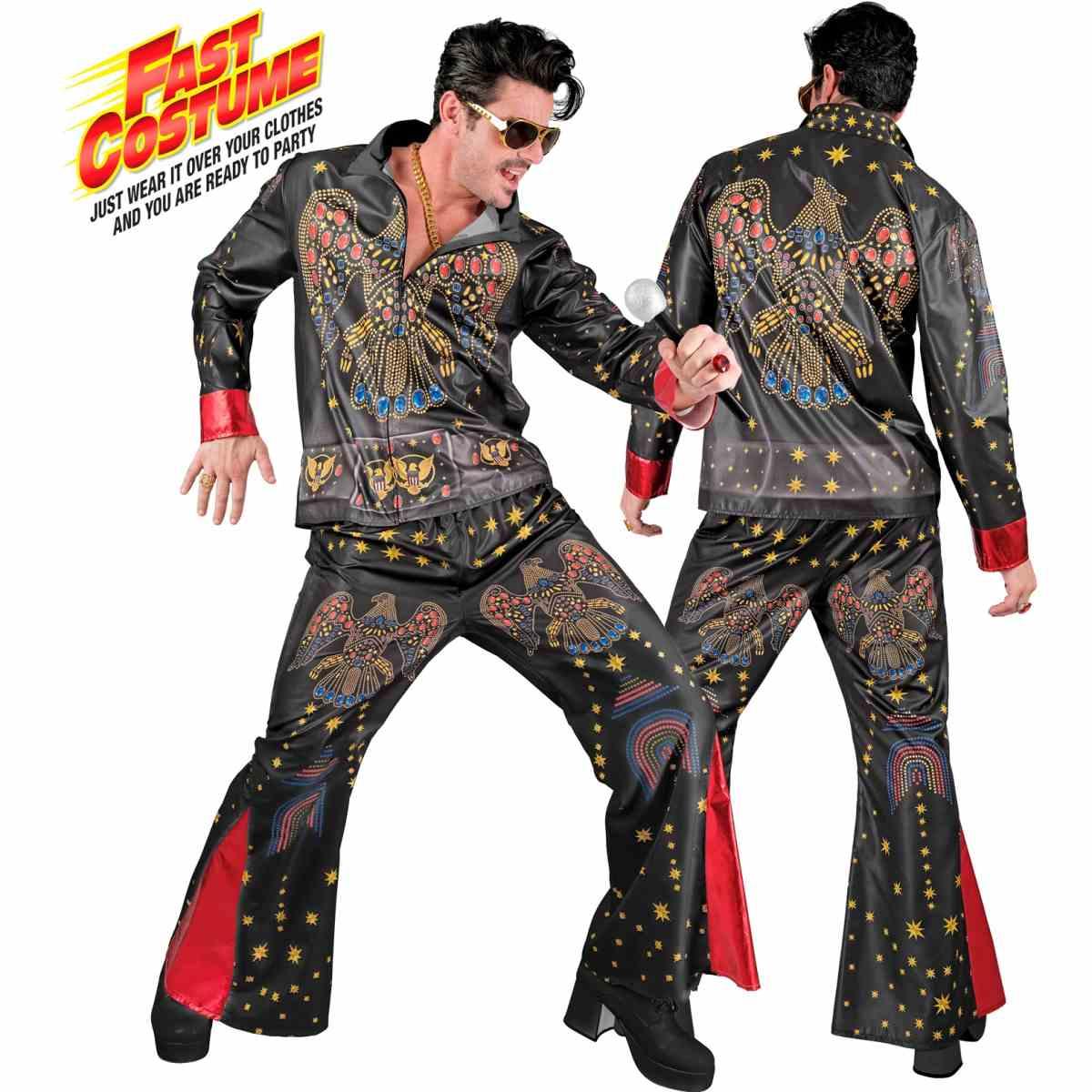 Costume elvis rock star nero fast