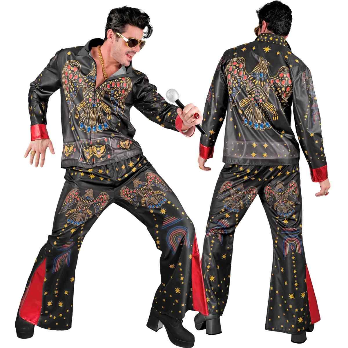 Costume elvis rock star nero fast