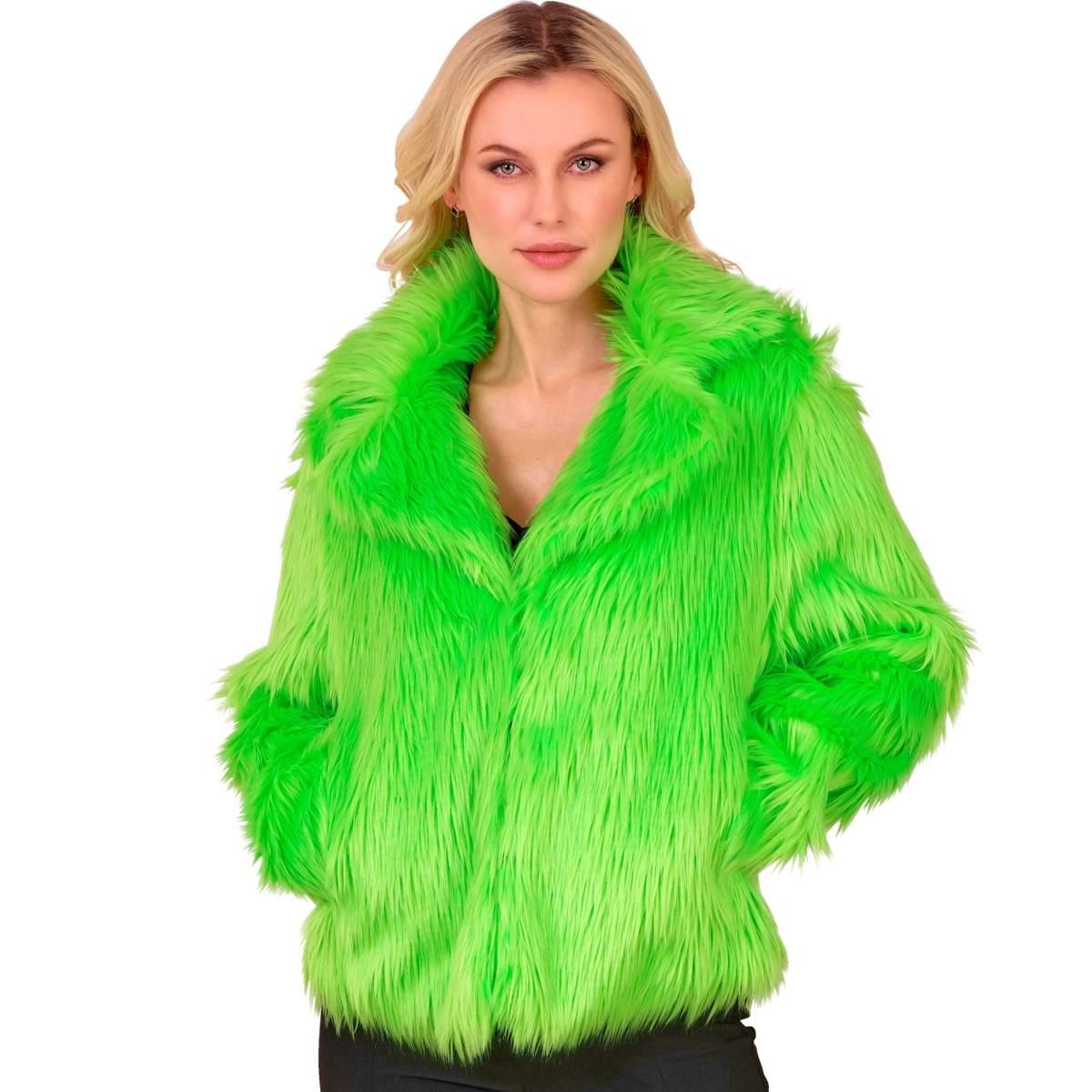 Giacca disco pelosa verde fluo