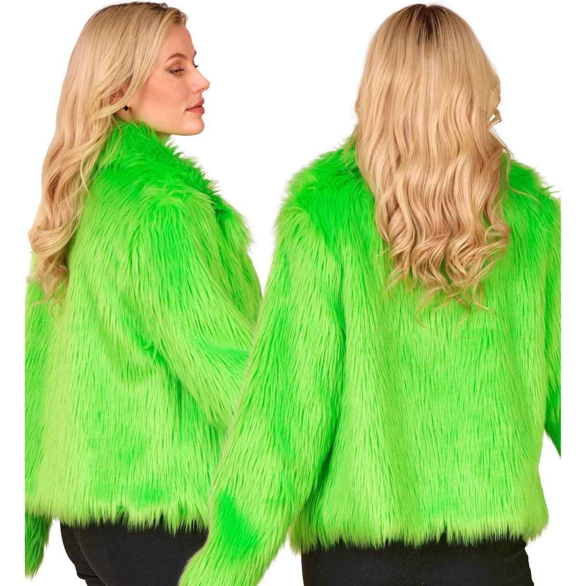 Giacca disco pelosa verde fluo