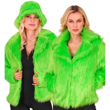 Giacca disco pelosa verde fluo
