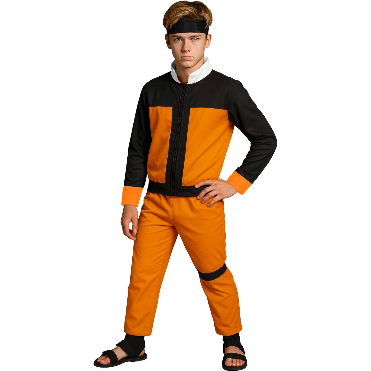 Costume lottatore karate ninja arancione nero