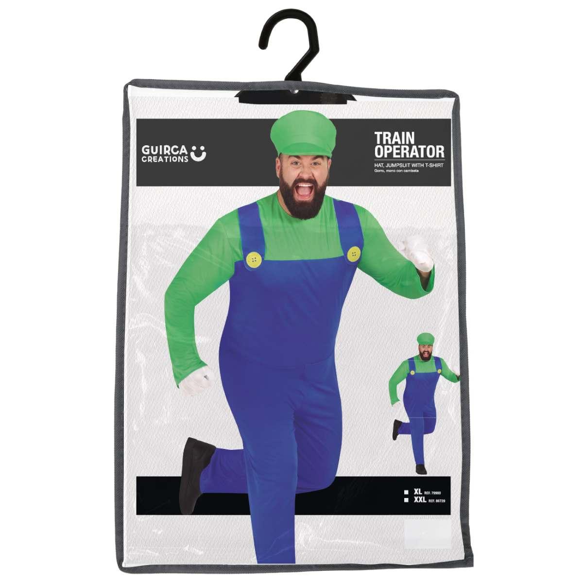 Costume tuta idraulico blu verde luigi salopette