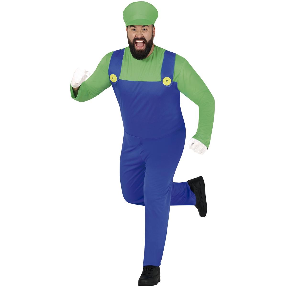 Costume tuta idraulico blu verde luigi salopette