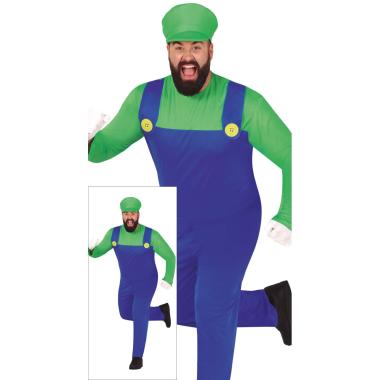 Costume tuta idraulico blu verde luigi salopette