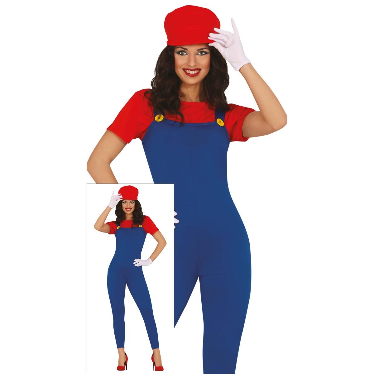 Costume tuta idraulico blu mario salopette