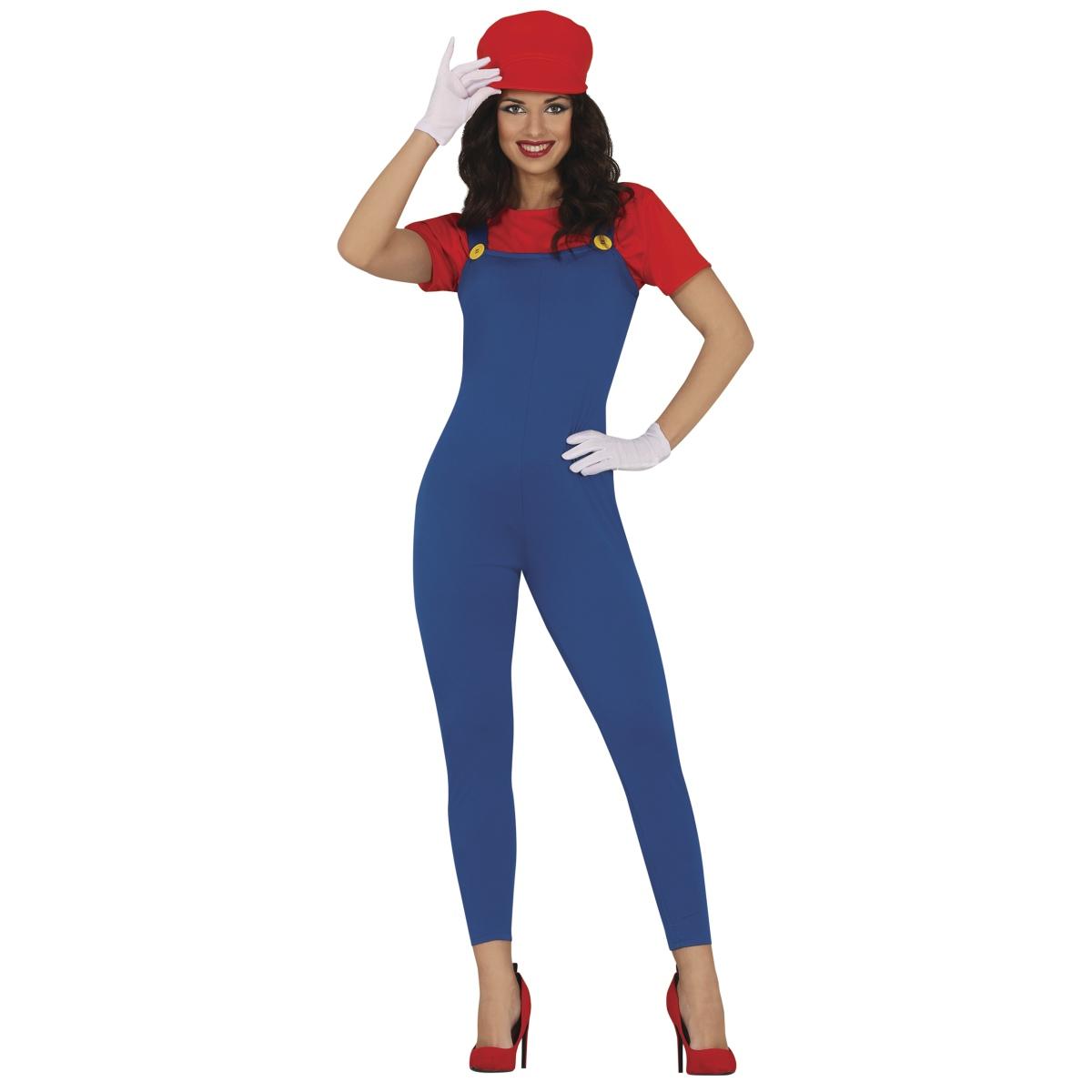 Costume tuta idraulico blu mario salopette