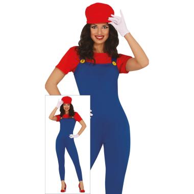 Costume tuta idraulico blu mario salopette
