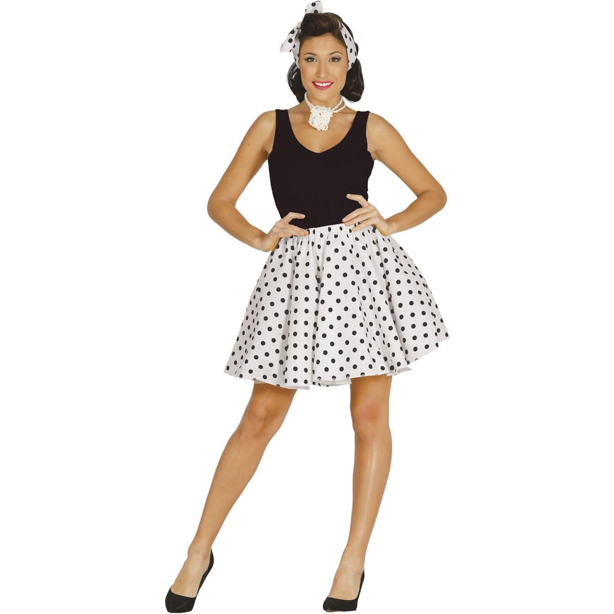 Gonna pin up anni 50 60 bianca pois foulard modello a
